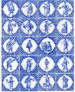 Tegelveld met beroepen ca. 1910/ Tile compilation with the professions ca. 1910