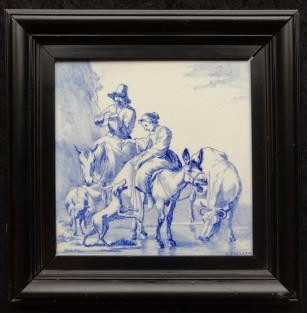 Vrouw en man op ezel en paard, De Porceleyne Fles