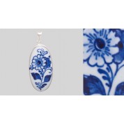 Medaillon in zilveren rand bloem-20