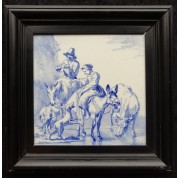 Vrouw en man op ezel en paard, De Porceleyne Fles-20