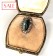 Antique gold 14K brooche with hawk's eye stone and diamonds. Gouden 14K broche met haviksoog steen en diamanten.-01