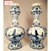 Set of two antique vases with landschape, Royal Delft. Set van twee vazen met landschap, De Porceleyne Fles.-20