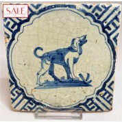 Tile with a dog, circa 1625. Tegel met een hond, circa 1625.-20