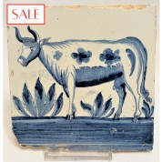 Tile with a Frisian cow, circa 1790. Tegel met een Friese koe, circa 1790.-20