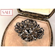 Antique silver broche with rose cut diamonds. Antieke zilveren broche met roosgeslepen diamanten.-20