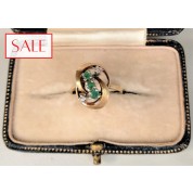 Vintage 14K yellow gold ring with emeralds and diamonds. Vintage 14K geelgouden ring met smaragden en diamanten.-20